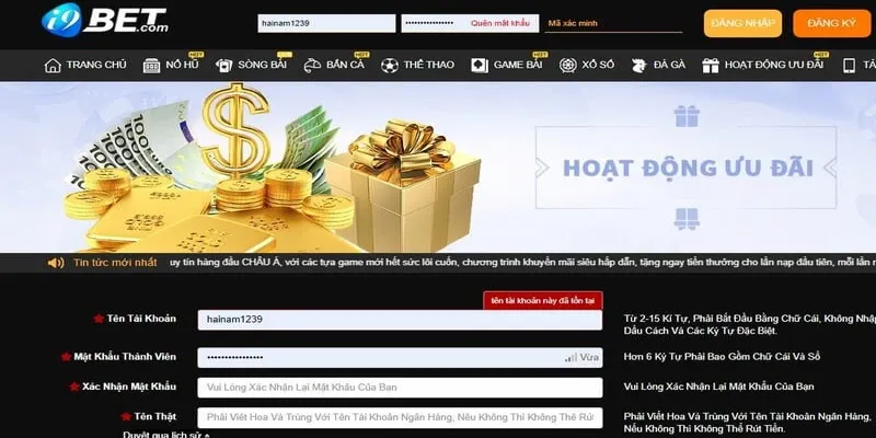 Đăng ký i9bet trải qua các bước nhanh gọn